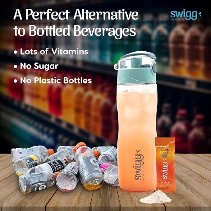 Swigg Keto Electrolytes Powder Packets w/Clear Plastic Water Bottle BPA Free- Mens Multivitamin & for Women with Iron Folate Zinc - Multi Vitamin Water Hydration Electrolyets