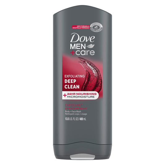 Dove Men + Care Body And Face Wash Exfoliating Deep Clean Body Wash For Men With 24-Hour Nourishing Micromoisture Technology, 13