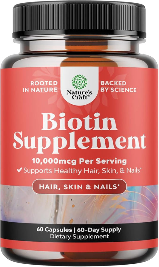 Pure + Potent Biotin Vitamins – Promotes Hair Growth + Prevents Hair Loss - Introduces Better Skin Nails - Natural Supplement for Men and Women- Helps Promote Faster Metabolism