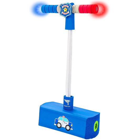 Flybar My First Foam Pogo Jumper for Kids Fun and Safe Pogo Stick for Toddlers, Durable Foam and Bungee Jumper for Ages 3 and up, Supports up to 250lbs (Blue Police)