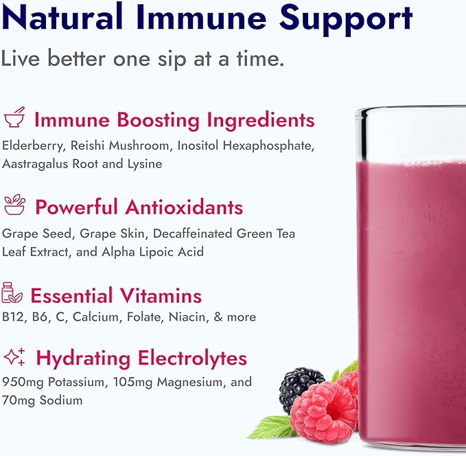 Zipfizz Daily Immune Health Powder Supplement, Berry, 10.5 oz (30 Servings) | Contains Zinc & Vitamin C | Caffeine & Sugar-Free | Immune Booster For Kids & Adults