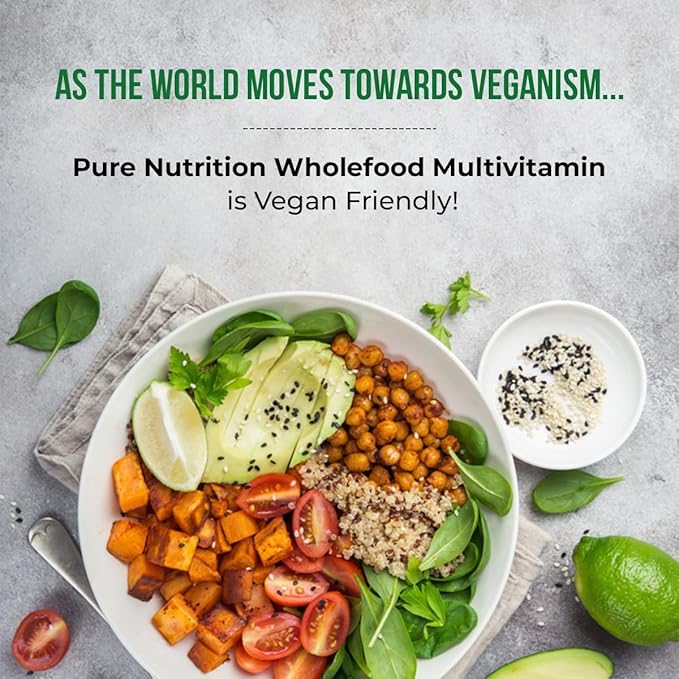 Pure Nutrition Whole Food Multivitamins for Men | 90 Tabs | One-A-Day | 100% RDA | 24 Natural Vitamins and Minerals | All Natural Plant Based Men's Multivitamin | 3 Months Supply