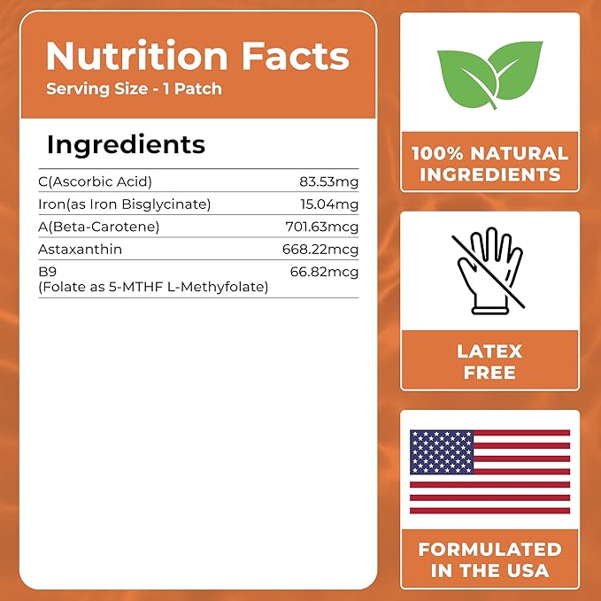 VIORY C Patches (Pack of 60) - 100% Natural Patch for Women and Men - with Biotin & Iron - Immune & Body Support - Enhanced Formula