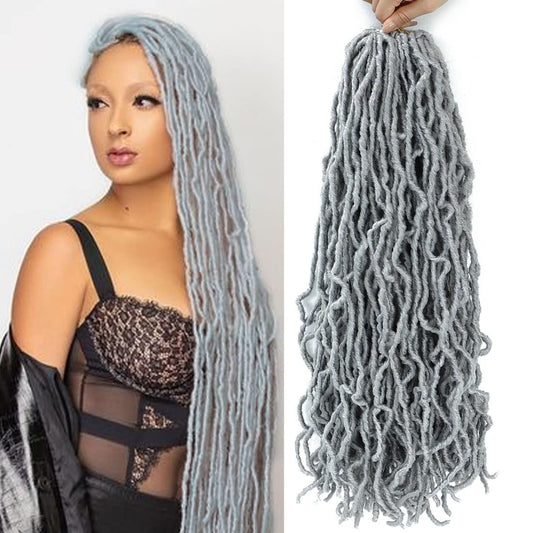 Faux Locs Crochet Hair 18Inch Soft Locs Crochet Hair 6Packs Pre Looped Crochet Hair Soft Locs Braiding Hair Natrual Black Color for Black Women, No Smell (18 Inch, 6 Pack, Grey) …