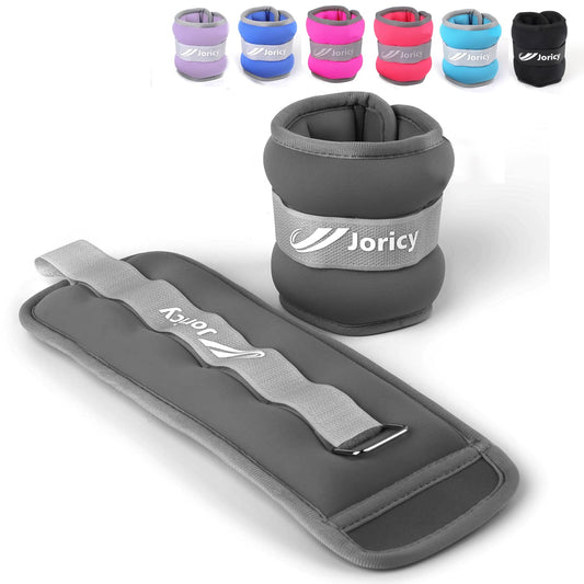 Ankle Weights, Wrist Leg Arm Weights for Women Men with Adjustable Straps, Strength Training Weighted for Running, Walking, Fitness, Gym - 2LB Pair (1 LB Each Weight), Grey1