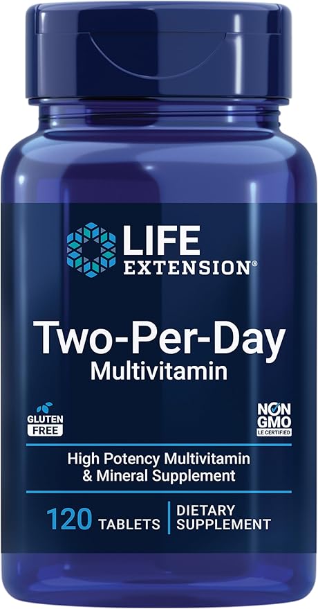 Life Extension Two-Per-Day 120-Tablet Multi-Vitamin & 1700mcg Optimized Folate 100-Tablet Heart & Brain Support Bundle