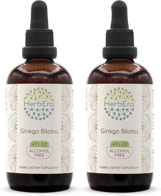 Ginkgo Biloba B120 (2pcs) Alcohol-Free Herbal Extract Tincture, Concentrated Liquid Drops Natural Ginkgo Biloba (Ginkgo Biloba) Dried Leaf (2x4 fl oz)