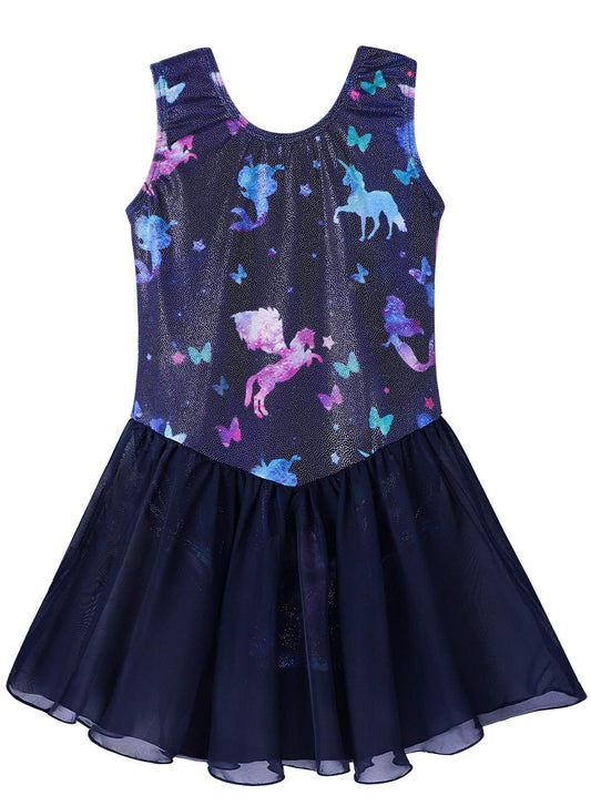 Girls Gymnastics Skirted Leotards 2t 3t Ballet Tutu Dance Dress Mermaid Unicorn Gymnastics Skirt(Baby Girls/Toddler Girls/Big Girls) (Fancy, 100(2-3 years old))