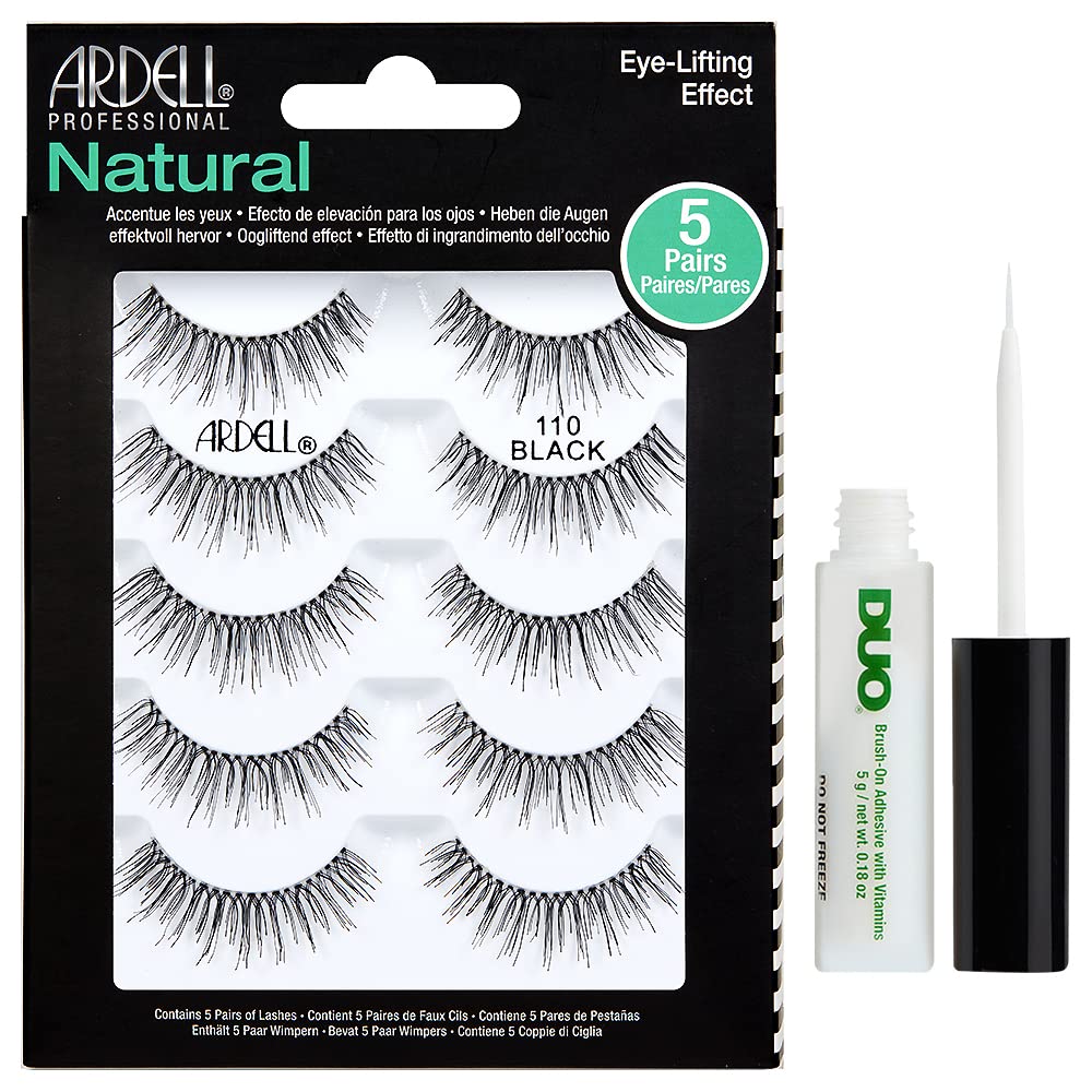 Ardell False Lashes #110 Black Multipack AND Duo Brush-On Strip Lash Adhesive Clear