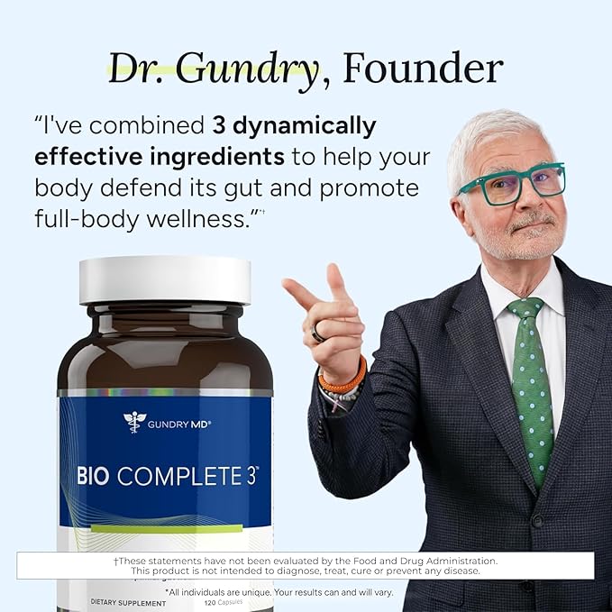 Gundry MD® Bio Complete 3 - Prebiotic, Probiotic, Postbiotic to Support Optimal Gut Health, 30 Day Supply (90 Day Supply)