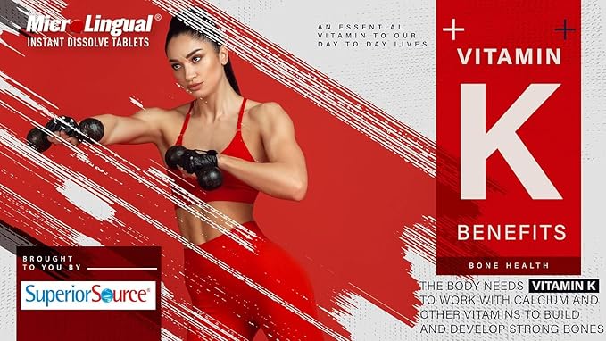 Superior Source Vitamin K-2 100 mcg with Vitamin D3 125 mcg - Bone Strength Support Supplement - Aids Healthy Joints - 60 Sublingual Dissolving Tablets