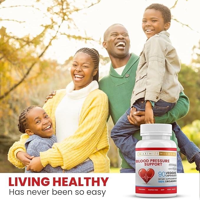 Premium Blood Pressure Support Supplements with Hawthorn, Hibiscus, Olive Leaf, Green Tea, Garlic, & Organic Herbs. for a Healthy Lifestyle-90 Capsules