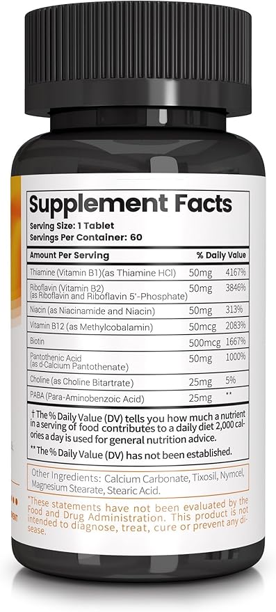 VB-200 - High-Potency Vitamin B Complex Tablets for Energy - 60 Tablets