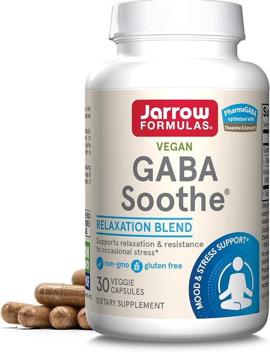 Jarrow Formulas® GABA Soothe®, 3 Ingredient Dietary Supplement for Relaxation and Occasional Stress, 30 Veggie Capsules, 30 Day Supply
