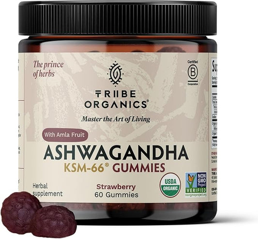 Ashwagandha KSM-66 Gummies for Adults - Pure Organic Root Extract Ayurvedic Supplement Gummy for Men & Women, Focus Mood Support Increase Energy Strength 600mg of Natural KSM66 for Superior Absorption