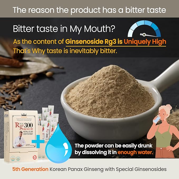 RG3 300- Ginsenosides Rg3 Enhanced (Rg3 : 50mg/Sachet) Korean Red Panax Ginseng Powder-Made in Korea, 10 Sachets, Rare Ginsenoside