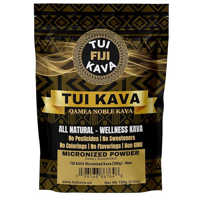 TUI KAVA Premium Wellness KAVA - MICRONIZED Noble Kava 100g (3.5oz) - Trial/Travel Size | Very Heady | All Natural Relaxation | Increase Focus | Mood/Sleep Support | Stress Relief | NO Straining