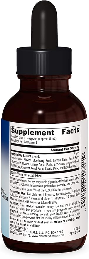 Planetary Herbals Well Child, Alcohol Free, Echinacea-Elderberry Herbal Syrup - 2 Fluid oz
