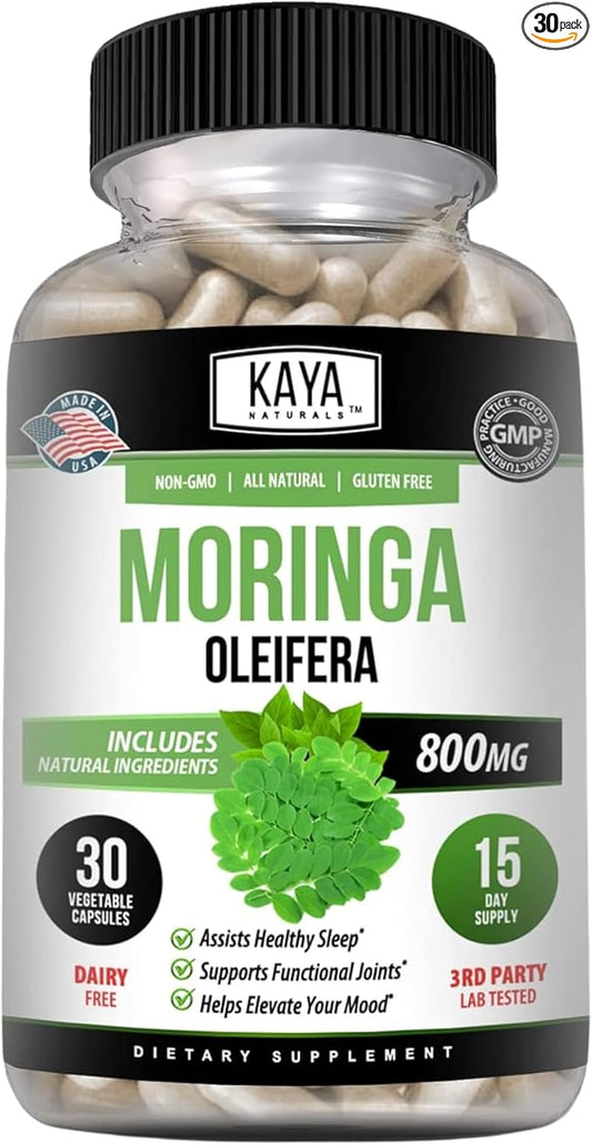Kaya Naturals Moringa Leaf Extract - Complete Greens Superfood Supplement - Pure Miracle Tree Moringa - Boost Energy Naturally - Nutrient Dense Vitamins for Adult - 30 Veggie Count
