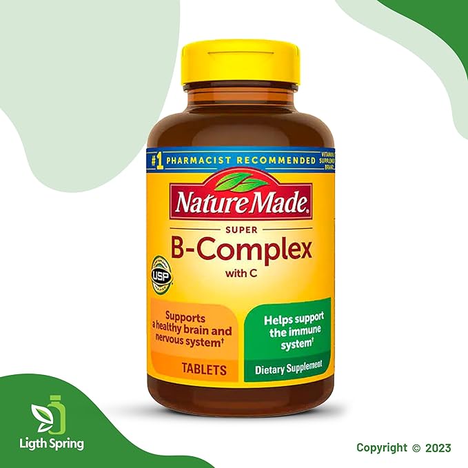 Super B-Complex with C, 460 Tablets with Exclusive Vitamins & Minerals A to Z - Better Ligth&Spring Guide (2 Items)