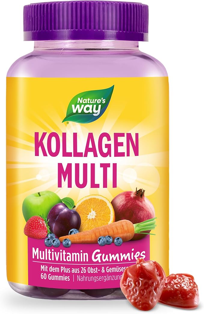 Nature's Way Alive! Hair, Skin & Nails Premium Gummies, Beauty Formula*, with Collagen, Biotin, Vitamins C & E, Strawberry Flavored, 60 Gummies