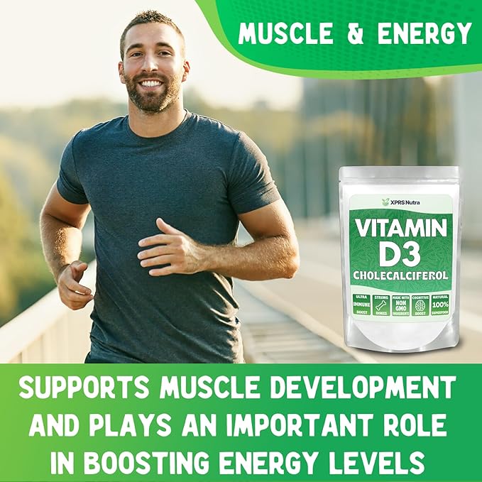 XPRS Nutra Vitamin D3 Powder (Cholecalciferol) - Unflavored VIT D for Bones and Immunity - Vitamin D3 Powder for Muscle Function - Vitamin D Supplements (8 Ounce)