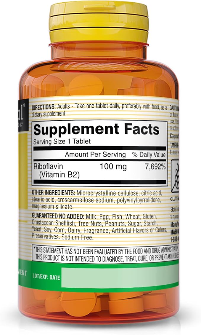 MASON NATURAL VITAMIN B-2 100mg 100 TABS