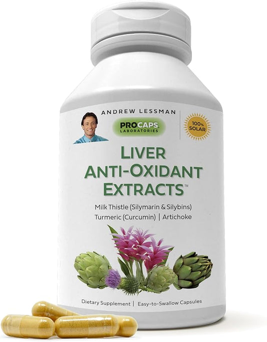 ANDREW LESSMAN Liver Anti-Oxidant Extracts 120 Capsules - Supports The Hard-Working Tissues of The Liver, Promotes Optimum Liver Health and Function. Milk Thistle, Turmeric and Artichoke Extracts