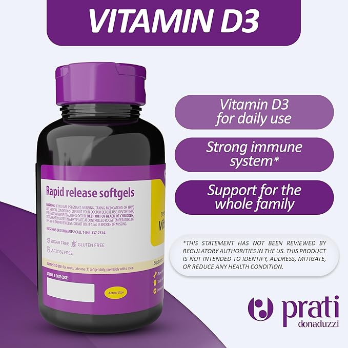Vitamin D3 2,000 IU – 600 Softgels – Supports Defense System, Bone & Muscle Health – Family Size