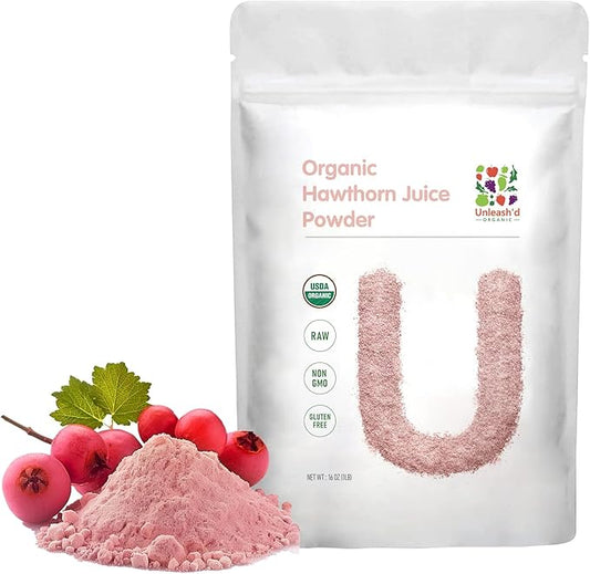 UNLEASH'D ORGANIC Organic Hawthorn Juice Powder 16 oz Provides Cardiovascular Support Enhances Nutrient Absorption