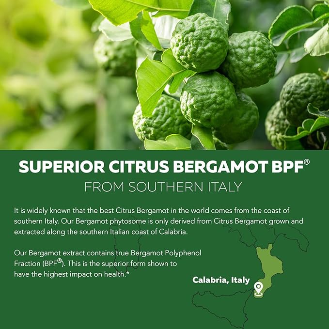 SoActive Bergamot: 2.5X More Effective, Italian Citrus Bergamot Phytosome - Clinically Validated | Enhanced with Grape Seed Extract - Supports Cholesterol & Weight Management (60 Capsules)