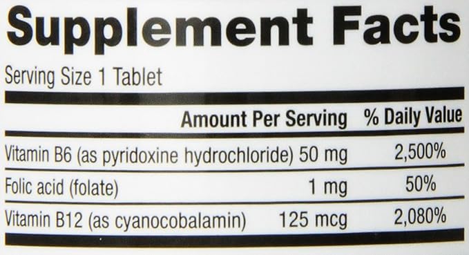 Webber Naturals Vitamin B6, B12 and Folic Acid Tablets, 90 Count