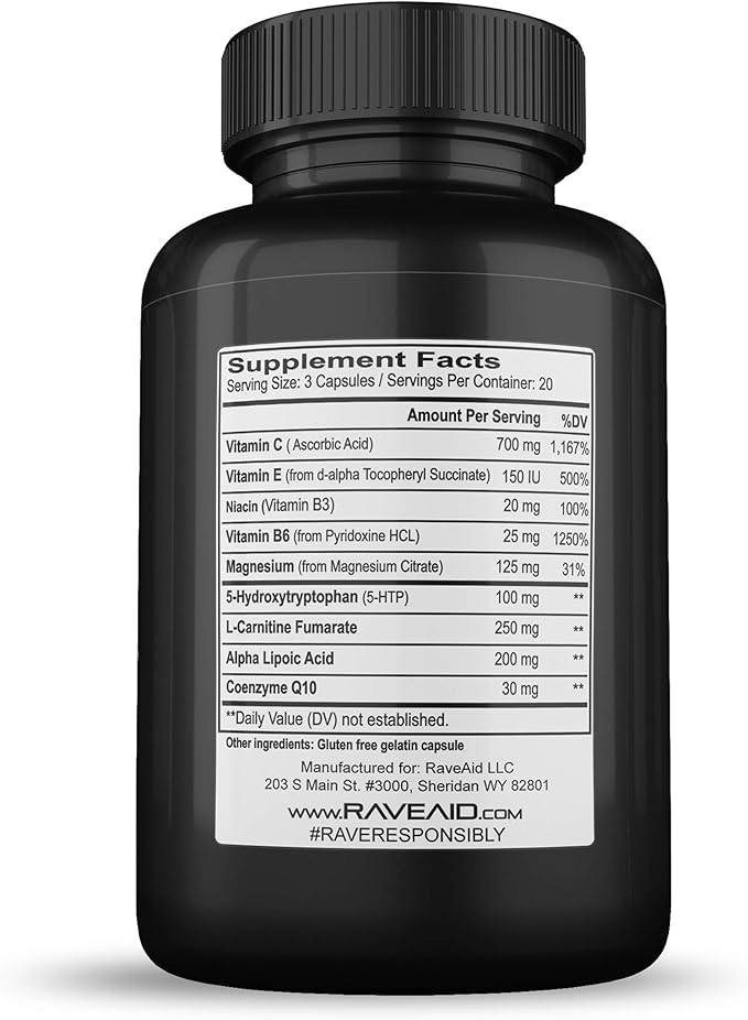 Trusted Since 2011 - Prevent Comedowns, Reduce Jaw Clenching, Neurotoxicity Protection | Party & Rave Recovery Cure & Supplement (60 Capsules)