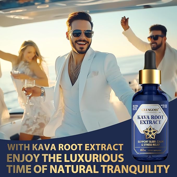 Kava Kava Root Extract Supplement, Calming High Concentration Kava Drops for Relaxation, Cognitive Support and Immune System, Vegan Non GMO, 2 Fl Oz