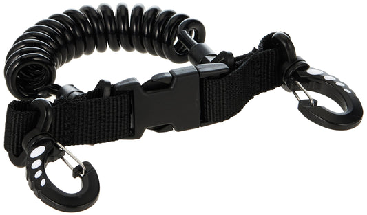 Scuba Choice Scuba Diving Shark Coil Lanyard with Snaps and Quick Release Buckles, Black