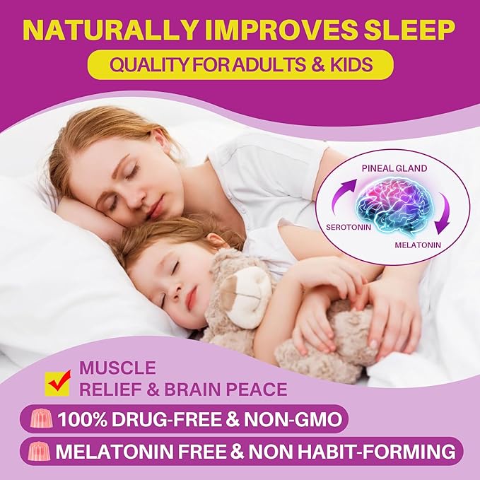 Ginger Chews Supplement Gummies for Nausea, Stomach Relief & 5HTP Gummies for Adults & Kids 8+ with GABA + Magnesium Glycinate