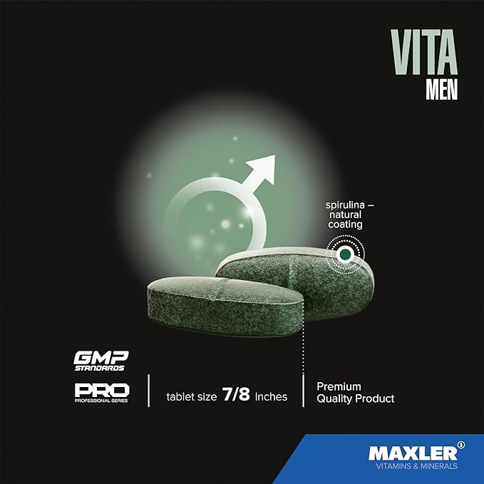 Maxler VitaMen Multivitamin for Men - High Potency Men's Multivitamins for Sports & Performance - Men's Vitamins & Minerals Blend, Amino Acids Blend, Enzyme Blend - 90 Tablets