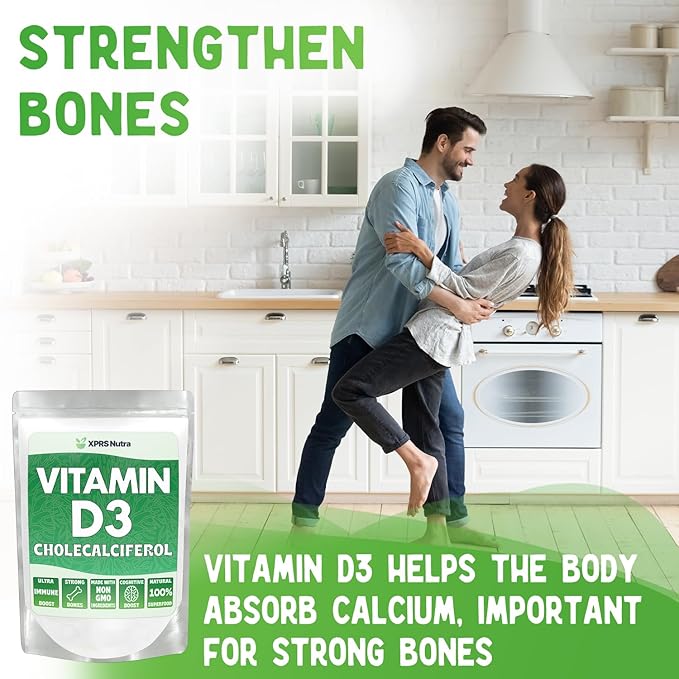 XPRS Nutra Vitamin D3 Powder (Cholecalciferol) - Unflavored VIT D for Bones and Immunity - Vitamin D3 Powder for Muscle Function - Vitamin D Supplements (8 Ounce)