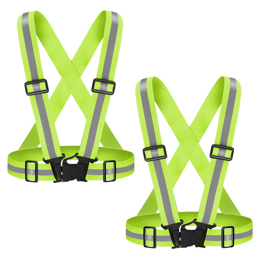 Fepdiu High Visibility Reflective Vest 2Pack Safety Vest Running Reflective Gear Adjustable Reflective Vest for Walking,Jogging,Hiking,Night Cycling
