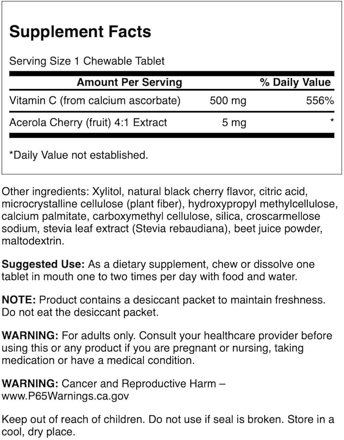 Swanson Sugar-Free Chewable Vitamin C Cherry 60 Chwbls