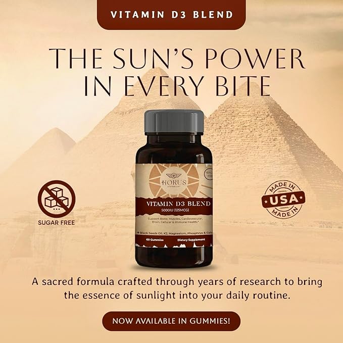 Vitamin D3 5000 IU Sugar Free Gummies with Black Seed Oil - Supports Bone, Muscle, Cardiovascular & Immune Health - Chewable Vitamin D - USA Made