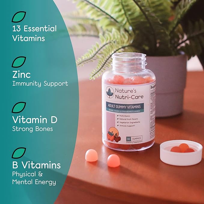 Nature's Nutri-Care Gummy Vitamins - Multivitamins for Women, Mens Multivitamin Gummies, Chewable Vitamin for Adults, Women’s & Men’s Multi Supplements, Natural Vegetarian Gummy, Made in USA