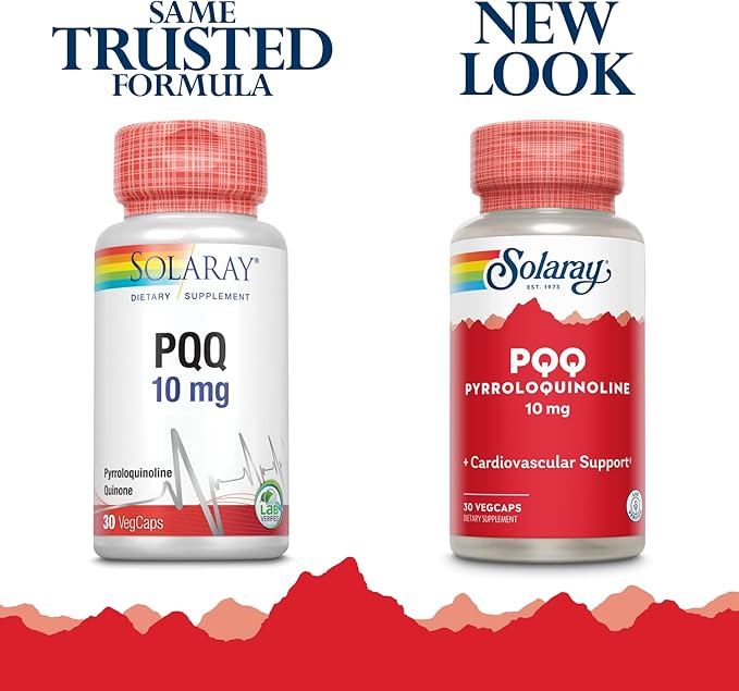 SOLARAY PQQ 10 mg, Pyrroloquinoline Quinone Supplement, Cellular, Heart & Cognitive Function Support, 30 VegCaps