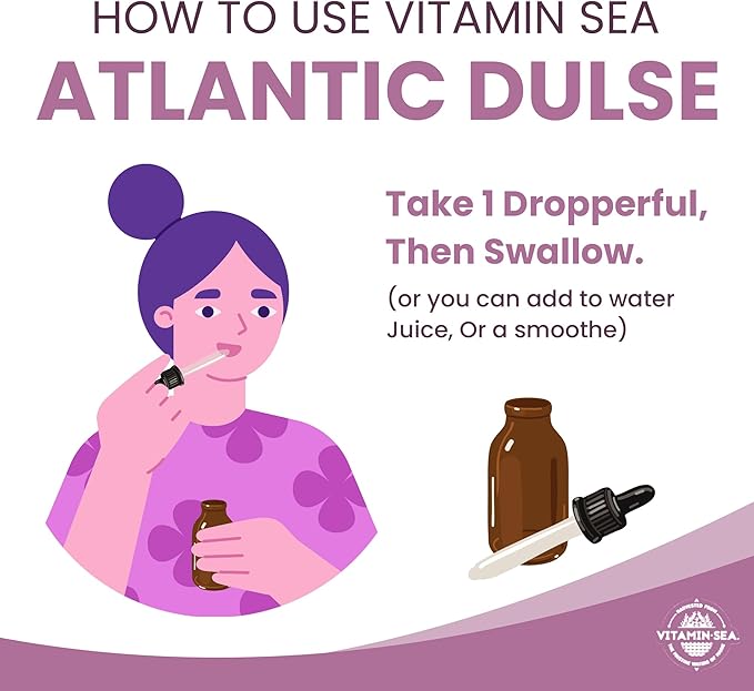 Vitamin SEA North Atlantic Dulse Extract, 60 Servings, Raw Liquid Seaweed Supplement Drops, Made from Maine Coast Atlantic Dulse - 60ml