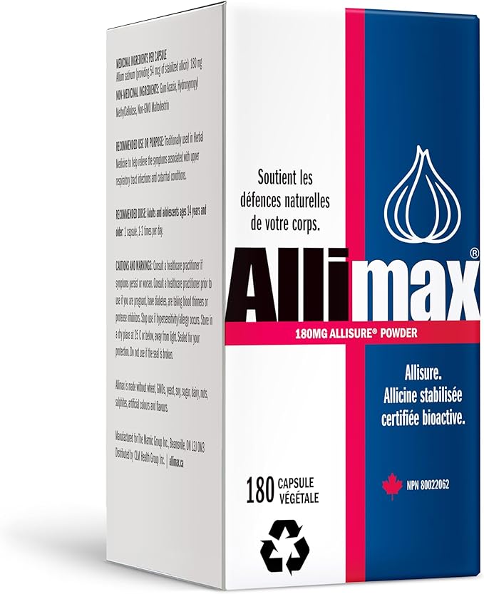 Allimax 180mg 180 Capsules. Supports Your Body’s Immune Function Through Natural Allicin, a Potent Organosulphur Compound Extracted from Clean and Sustainable Spanish Grown Garlic.