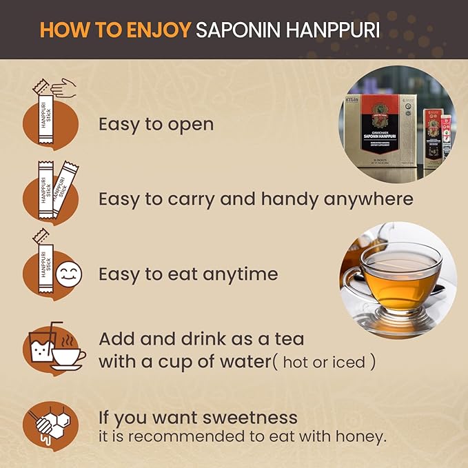 Korean Red Ginseng Extract 3000mg Everyday, Saponin Hanppuri, Immune Booster and Focus Supplement for Brain Enhancement with Ginsenoside Rg3, Panax Ginseng 6 Years Root, 30Packets in 1 Set