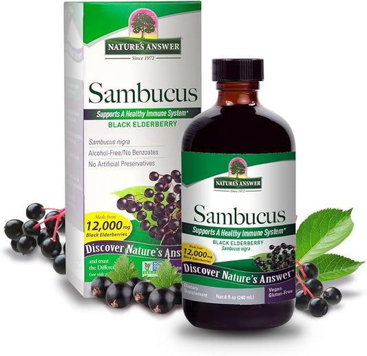 Nature's Answer Alcohol-Free Sambucus Dietary Supplement 8oz Liquid | Immune Support | Antioxidant Boost | Gluten-Free, Vegan, Non-GMO | Single Count