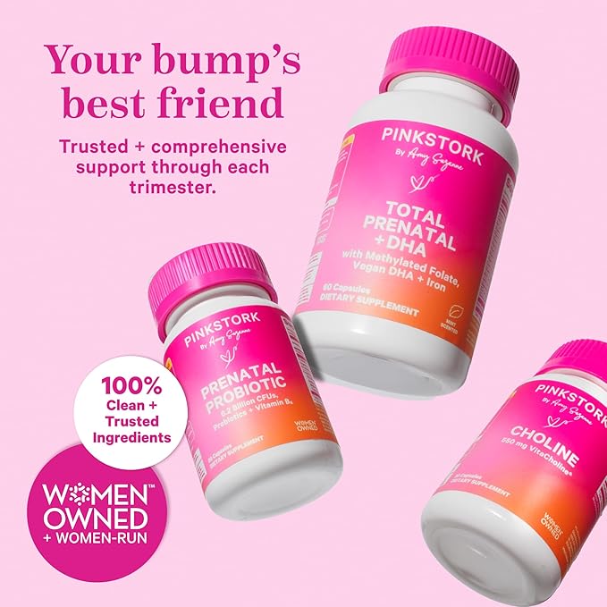 Pink Stork Folic Acid Supplement for Women - 400mcg, Prenatal Vitamins for Women, Supports Neural and Spine Health, Red Blood Cell Production, Mood, Energy During Pregnancy - 30 Capsules