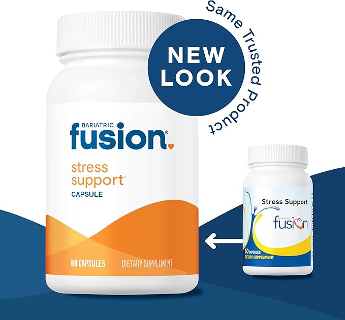 Bariatric Fusion Stress Support* | Vegan Supplement with Magnesium and Ashwagandha | Daily Vitamin for Women and Men | Gluten, Dairy and Soy Free | Non-GMO | 60 Capsules
