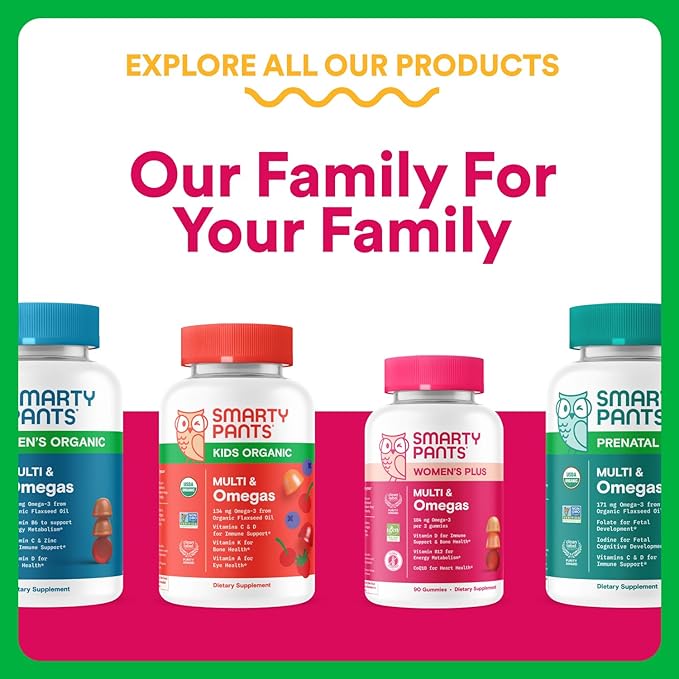 SmartyPants Organic Women's Multivitamin Gummies: Biotin, Methylfolate, Omega 3 (ALA), Vitamin D3, C, Vitamin B12, B6, A, K & Zinc, Inositol, Gluten Free, Vegetarian, 120 Count (30 Day Supply)